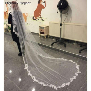 Planet Gates White/Ivory Wedding Veil 3m Long Comb Lace Mantilla Cathedral Bridal Veil Wedding Accessories Veu De Noiva Real Photos MD30