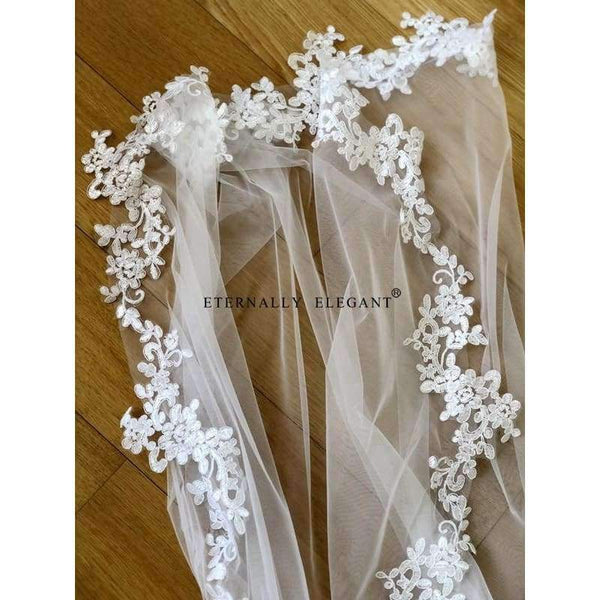 Planet Gates White/Ivory Wedding Veil 3m Long Comb Lace Mantilla Cathedral Bridal Veil Wedding Accessories Veu De Noiva Real Photos MD30
