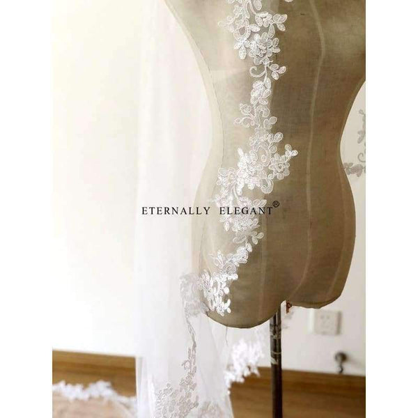 Planet Gates White/Ivory Wedding Veil 3m Long Comb Lace Mantilla Cathedral Bridal Veil Wedding Accessories Veu De Noiva Real Photos MD30