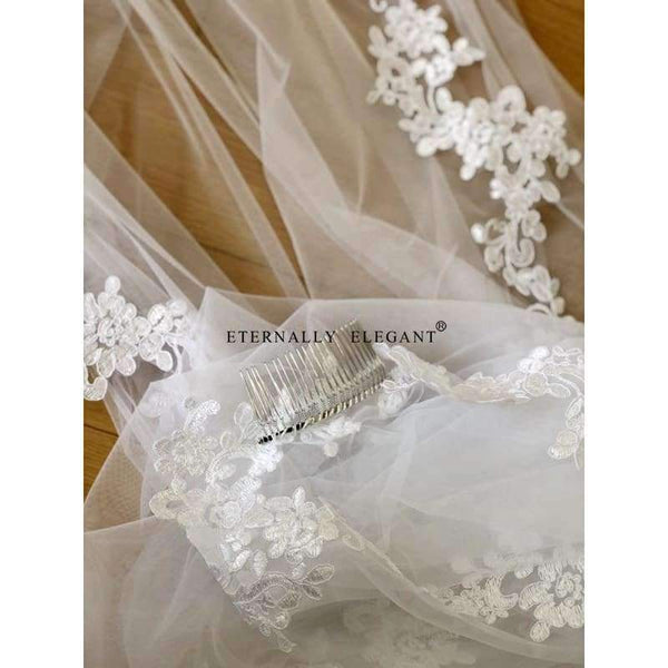 Planet Gates White/Ivory Wedding Veil 3m Long Comb Lace Mantilla Cathedral Bridal Veil Wedding Accessories Veu De Noiva Real Photos MD30