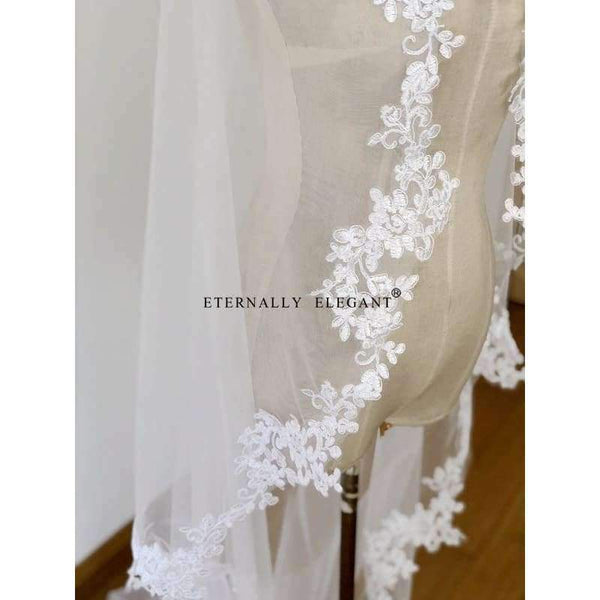 Planet Gates White/Ivory Wedding Veil 3m Long Comb Lace Mantilla Cathedral Bridal Veil Wedding Accessories Veu De Noiva Real Photos MD30