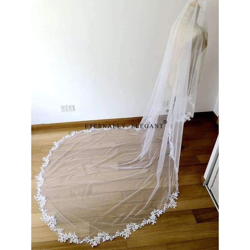 Planet Gates White/Ivory Wedding Veil 3m Long Comb Lace Mantilla Cathedral Bridal Veil Wedding Accessories Veu De Noiva Real Photos MD30