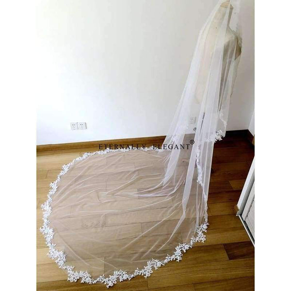 Planet Gates White/Ivory Wedding Veil 3m Long Comb Lace Mantilla Cathedral Bridal Veil Wedding Accessories Veu De Noiva Real Photos MD30