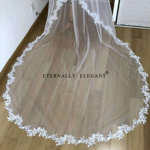 Planet Gates White/Ivory Wedding Veil 3m Long Comb Lace Mantilla Cathedral Bridal Veil Wedding Accessories Veu De Noiva Real Photos MD30