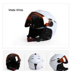 Professional Half-Covered Ce Certification Ski Helmet Integrally-Molded Outdoor Sports Helmets Snowboard Goggles Mask - White / L(58-61Cm)