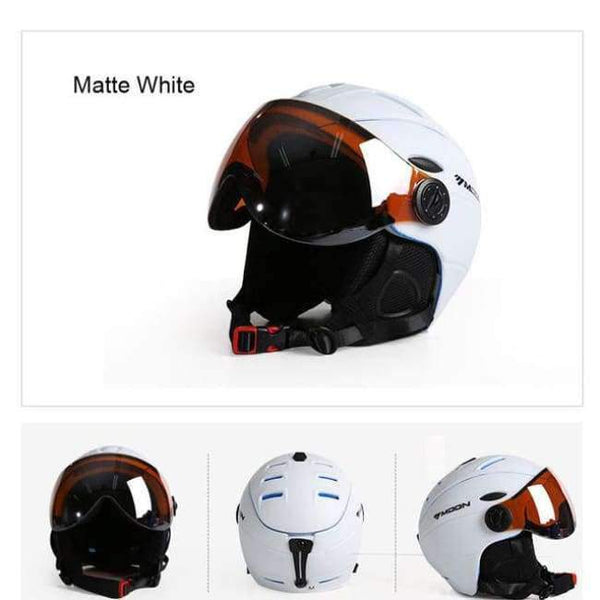 Professional Half-Covered Ce Certification Ski Helmet Integrally-Molded Outdoor Sports Helmets Snowboard Goggles Mask - White / L(58-61Cm)