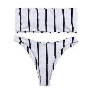 Planet Gates White / L Black and white striped Bikini set women push up swimsuit women swimwear 2018 sexy Low waist bandeau bathing suit new