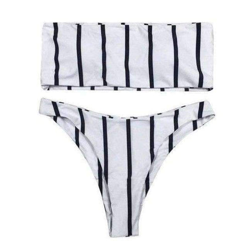 Planet Gates White / L Black and white striped Bikini set women push up swimsuit women swimwear 2018 sexy Low waist bandeau bathing suit new