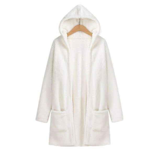 Planet Gates White / L / China Coats Jackets Lambswool Hoodie Knit Cardigan Sweaters Outerwear With Pocket coats and jackets women 2018JUL30