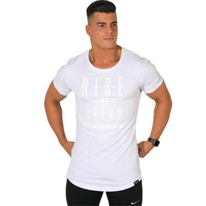 Cotton Casual Short Sleeve T Shirt Men Gyms Fitness Slim T-shirt Summer O-Neck Black Print Tee Tops Male Jogger Workout Clothing