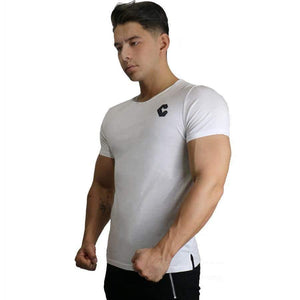 Men Casual Cotton Skinny T-shirt Gyms Fitness Bodybuilding Workout Short Sleeve Tee Shirt Tops Male Crossfit Clothing