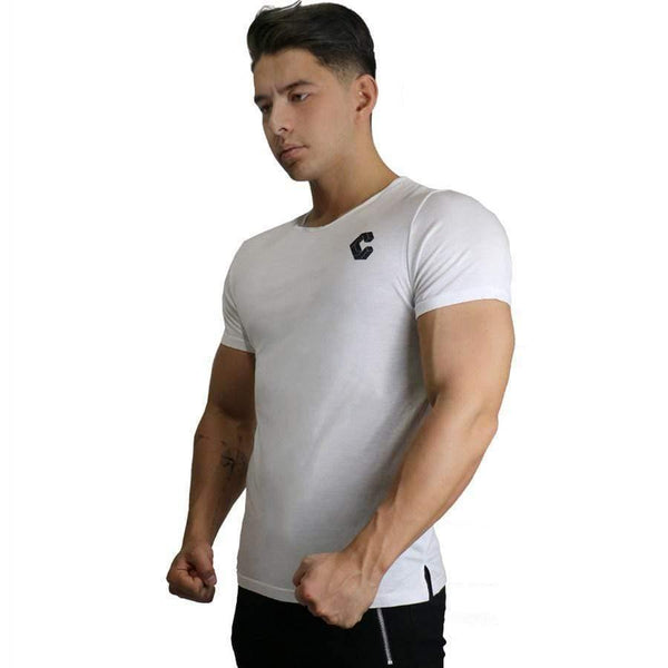 Men Casual Cotton Skinny T-shirt Gyms Fitness Bodybuilding Workout Short Sleeve Tee Shirt Tops Male Crossfit Clothing
