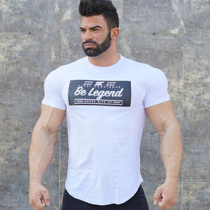 Men Fitness Bodybuilding Short Sleeve Cotton T-shirt Gyms Workout Slim T Shirt Summer Male Casual Print Tee Tops Brand Clothing