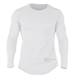 Mens Casual Fashion Long Sleeve Cotton T-shirt Gyms Fitness Bodybuilding Skinny Elasticity T Shirt Man Tee Tops Brand Clothing