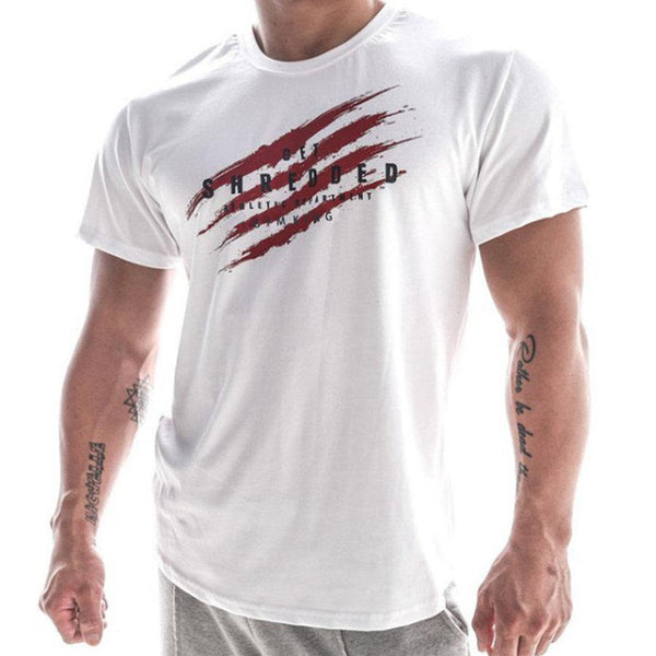 Mens Short Sleeve Cotton Slim T-shirt Summer Casual Print Tee Shirt Tops Male Gyms Fitness Bodybuilding Crossfit Brand Clothing