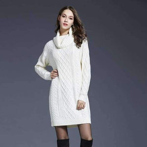 Planet Gates White / L New Arrival Women Loose Knitted Long Autumn Sweater Shirts Fashion Sexy Fit Body Fat MM Autumn Winter Sweaters