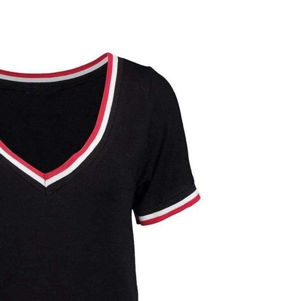 Planet Gates White / L New Fashion T-shirt Women Casual Short Sleeve Patchwork Lady Tops Brief V-neck Preppy Female Summer Tee