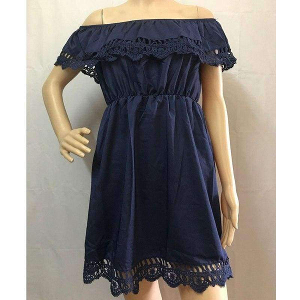 Planet Gates White / L Off Shoulder Ruffles Dress Women 2018 Summer Lace One shoulder Sundresses Beach Casual Shirt Short Mini Party Dresses