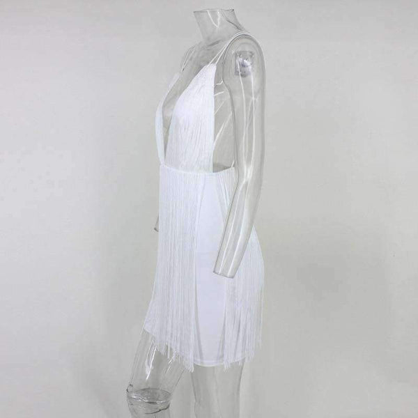 Planet Gates White / L Party Dresses Women White Elegant Evening Spaghetti Strap Sexy Dress V Neck Backless Mini Summer Dress Vestido