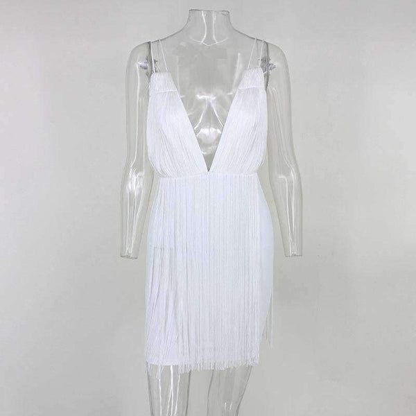 Planet Gates White / L Party Dresses Women White Elegant Evening Spaghetti Strap Sexy Dress V Neck Backless Mini Summer Dress Vestido