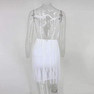 Planet Gates White / L Party Dresses Women White Elegant Evening Spaghetti Strap Sexy Dress V Neck Backless Mini Summer Dress Vestido