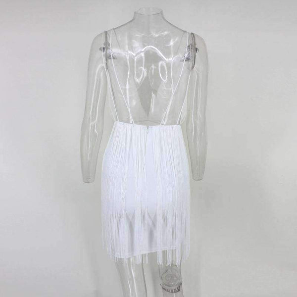 Planet Gates White / L Party Dresses Women White Elegant Evening Spaghetti Strap Sexy Dress V Neck Backless Mini Summer Dress Vestido