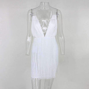 Planet Gates White / L Party Dresses Women White Elegant Evening Spaghetti Strap Sexy Dress V Neck Backless Mini Summer Dress Vestido