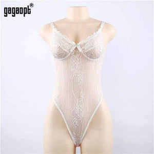 Planet Gates White / L Sexy Bodysuit 2018 Autumn Women Shoulder Strap Bow Tie Floral Embroidery Hollow Out Lace Bodysuit Black White Romper