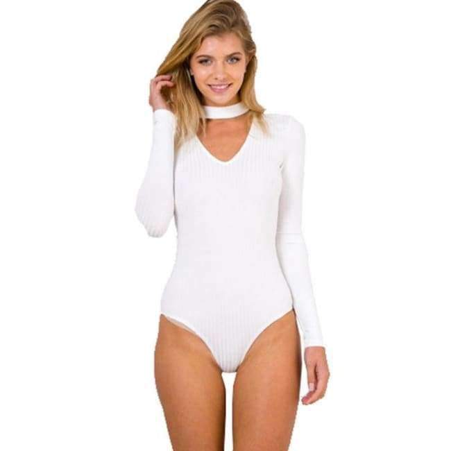 Planet Gates Black / L Sexy Bodysuits Women 2018 Halter Knitted Autumn Winter Black Slim Bodycon Jumpsuit Romper Womens V-Neck Jumpsuit Tops