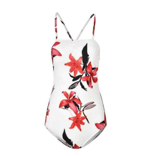 Planet Gates White / L Sexy One Piece Swimsuit Women Swimwear Print Bodysuit Crochet Bandage Cut Out Beach Wear Bathing Suit Monokini Swimsuit XL