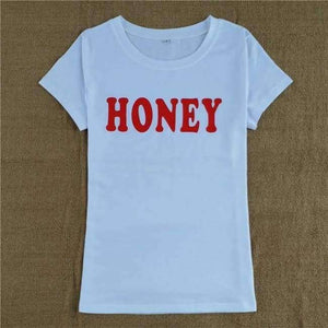 Planet Gates White / L Summer Women T-shirt Tops HONEY Letter Print Casual Cotton O Neck Short Sleeve t Shirt women harajuku Tee Tops QA2141