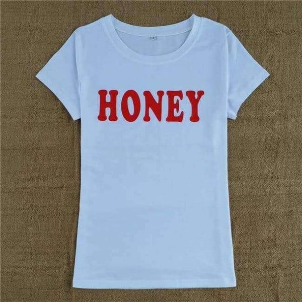 Planet Gates White / L Summer Women T-shirt Tops HONEY Letter Print Casual Cotton O Neck Short Sleeve t Shirt women harajuku Tee Tops QA2141