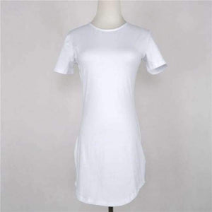 Planet Gates White / L Women's Tops Long Style T shirt Causal Loose Split Solid Woment Tops Summer Ladies Girls T-shirt Tee Women