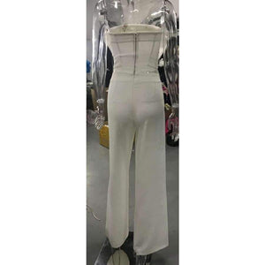 Planet Gates White / L Women Sexy  Backless  Sleeveless  Off Shoulder  Elegant  Sashes  Two Piece Set Playsuits FT18363