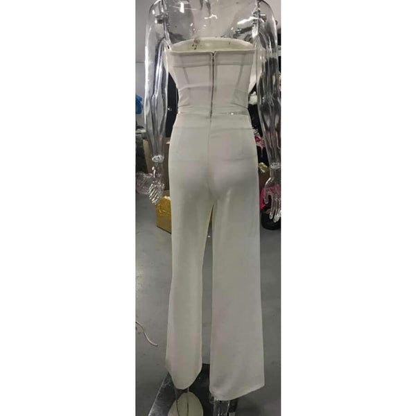 Planet Gates White / L Women Sexy  Backless  Sleeveless  Off Shoulder  Elegant  Sashes  Two Piece Set Playsuits FT18363