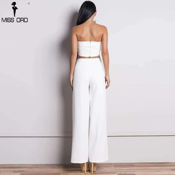Planet Gates White / L Women Sexy  Backless  Sleeveless  Off Shoulder  Elegant  Sashes  Two Piece Set Playsuits FT18363