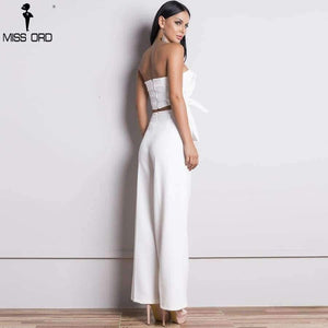 Planet Gates White / L Women Sexy  Backless  Sleeveless  Off Shoulder  Elegant  Sashes  Two Piece Set Playsuits FT18363