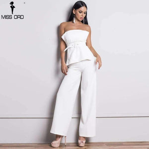 Planet Gates White / L Women Sexy  Backless  Sleeveless  Off Shoulder  Elegant  Sashes  Two Piece Set Playsuits FT18363