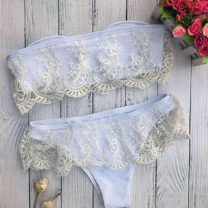 Planet Gates White / L Women swimwear summer sexy Bandage lace Ruffle Bikini maternity swimwear women's swimwear large sizes swimwear JL 11