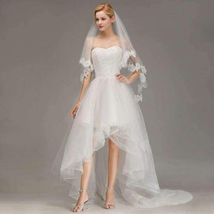 Planet Gates White Lace Applique Two Layers Wedding Veils 2018 1.5 M Long Veils With Comb Wedding Accessories Bridal Veil velos de novia