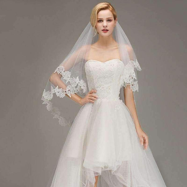 Planet Gates White Lace Applique Two Layers Wedding Veils 2018 1.5 M Long Veils With Comb Wedding Accessories Bridal Veil velos de novia