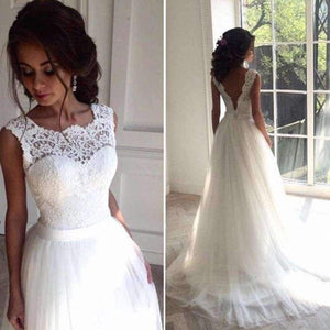 Planet Gates White Lace Appliques Backless Summer Boho Wedding Dresses 2018 A-line elegant Beach Bridal Dress robe de mariee