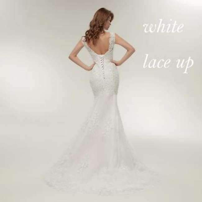 Planet Gates white lace up / 2 New Arrival Lace Mermaid Wedding Dresses 2017 Plus Size Bridal Alibaba Wedding Gowns Real Photo Free Shipping FSM-144M