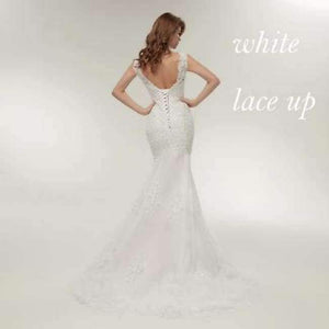 Planet Gates white lace up / 2 New Arrival Lace Mermaid Wedding Dresses 2017 Plus Size Bridal Alibaba Wedding Gowns Real Photo Free Shipping FSM-144M