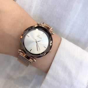 Planet Gates White Lady Crystal Watch Magnet buckle Women Dress Watch Fashion Quartz Watch Female Stainless Steel Wristwatches
