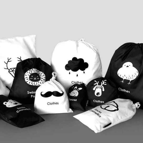 Planet Gates White LASPERAL 6pcs/Set Creative Printed Travel Bag Clothes Shoe Cosmetic Waterproof Storage Bag Portable Drawstring Storage Container