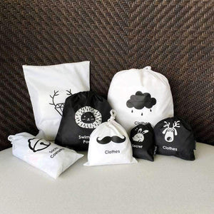 Planet Gates White LASPERAL 6pcs/Set Creative Printed Travel Bag Clothes Shoe Cosmetic Waterproof Storage Bag Portable Drawstring Storage Container