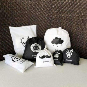 Planet Gates White LASPERAL 6pcs/Set Creative Printed Travel Bag Clothes Shoe Cosmetic Waterproof Storage Bag Portable Drawstring Storage Container