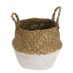 Planet Gates White Laundry Basket 22*19cm Folding Flower Pot Sea Grass Storage Hanging Vase Home Garden Planter Dirty Clothes Organization