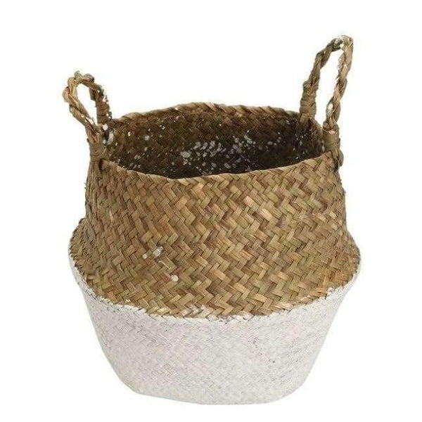 Planet Gates White Laundry Basket 22*19cm Folding Flower Pot Sea Grass Storage Hanging Vase Home Garden Planter Dirty Clothes Organization